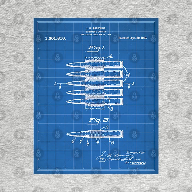 Bullet Cartridge Carrier Patent - Gun Lover Workshop Art - Blueprint by patentpress